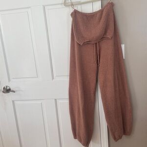 Women's Soft Brown Knit Pajama Set